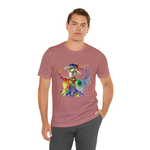 Rainbow Belly Dancer in Motion - Short Sleeve Tee